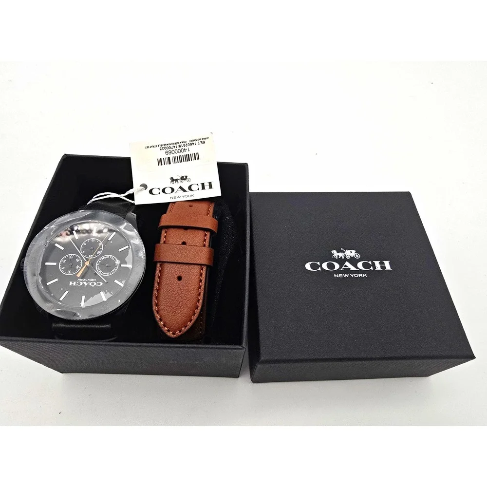 New Coach Casey Men's Watch set with black and brown interchangeable bands